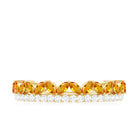 Created Orange Sapphire and Diamond Crown Style Half Eternity Ring Lab Created Orange Sapphire - ( AAAA ) - Quality - Rosec Jewels
