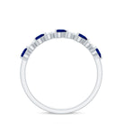 Heart Shape Blue Sapphire and Diamond Half Eternity Ring Blue Sapphire - ( AAA ) - Quality - Rosec Jewels