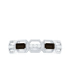 Classic Band Ring with Smoky Quartz and Diamond Smoky Quartz - ( AAA ) - Quality - Rosec Jewels
