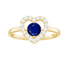 Real Blue Sapphire and Diamond Heart Engagement Ring Blue Sapphire - ( AAA ) - Quality - Rosec Jewels