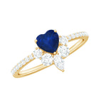 Heart Shaped Blue Sapphire Designer Ring with Diamond Half Halo Blue Sapphire - ( AAA ) - Quality - Rosec Jewels
