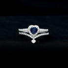 Heart Shape Blue Sapphire Ring Set with Moissanite Blue Sapphire - ( AAA ) - Quality - Rosec Jewels
