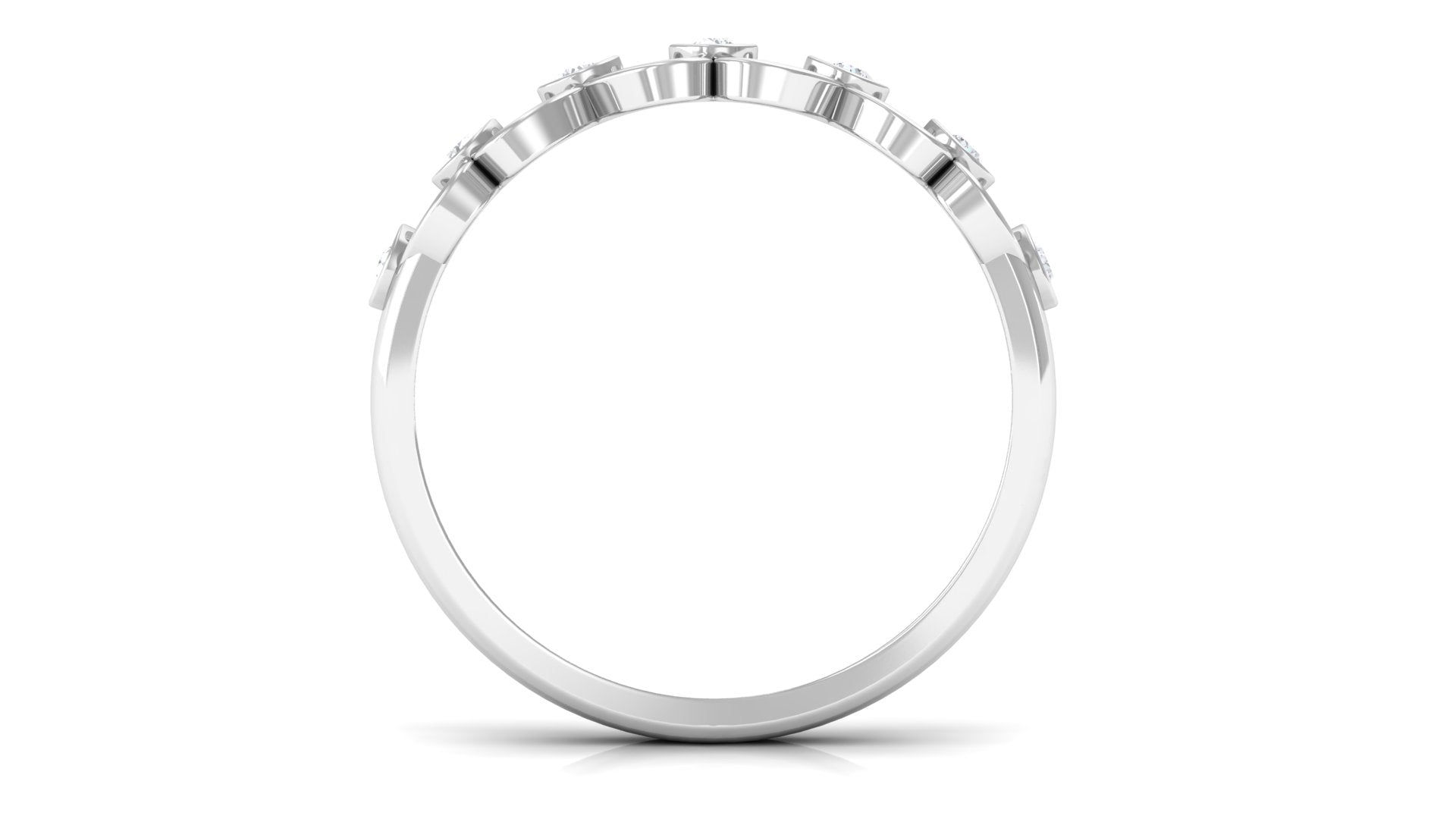 Round Diamond Half Eternity Floral Band Ring in Minimal Style Diamond - ( HI-SI ) - Color and Clarity - Rosec Jewels