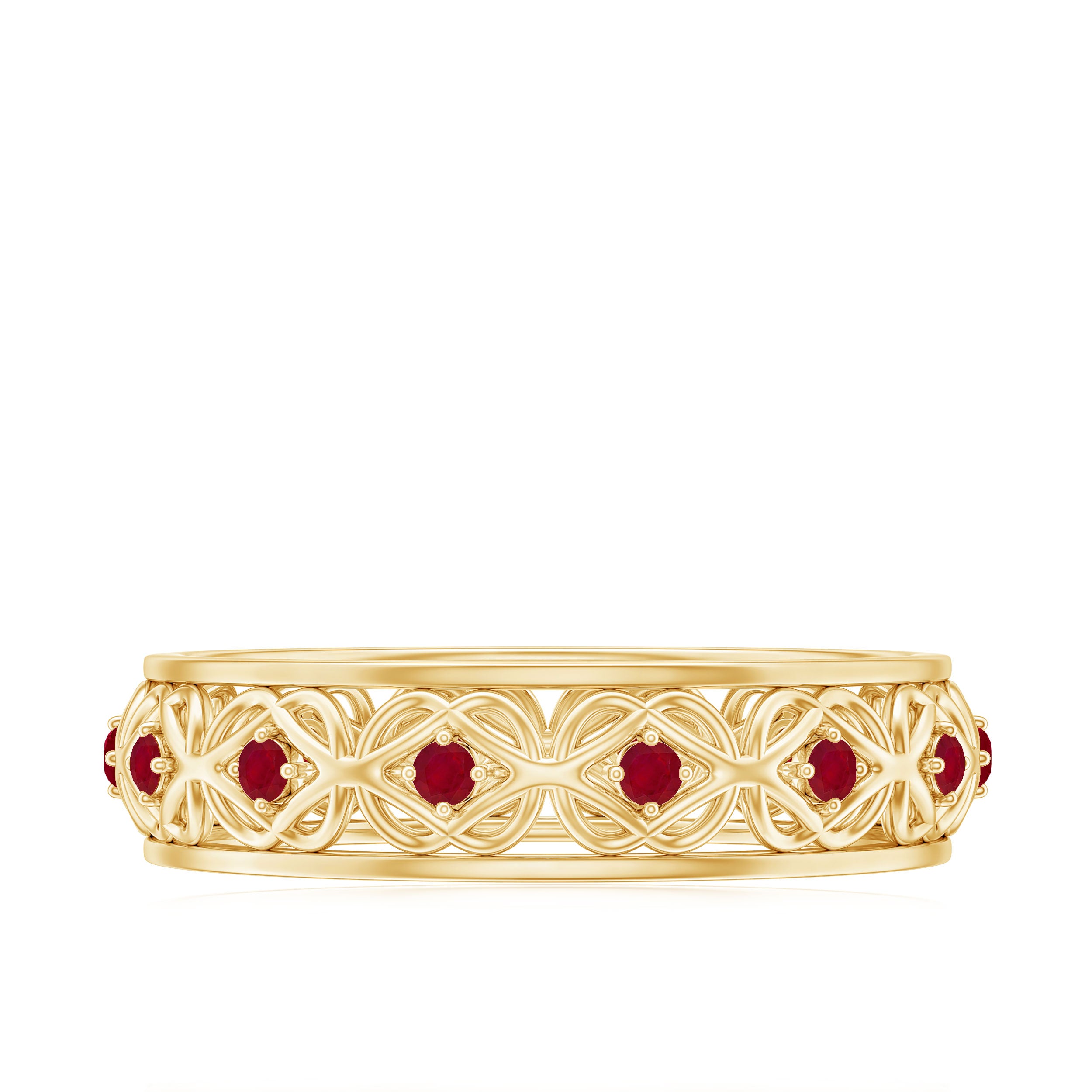 1/2 CT Ruby Celtic Band Ring in 4 Prong Diagonal Setting Ruby - ( AAA ) - Quality - Rosec Jewels