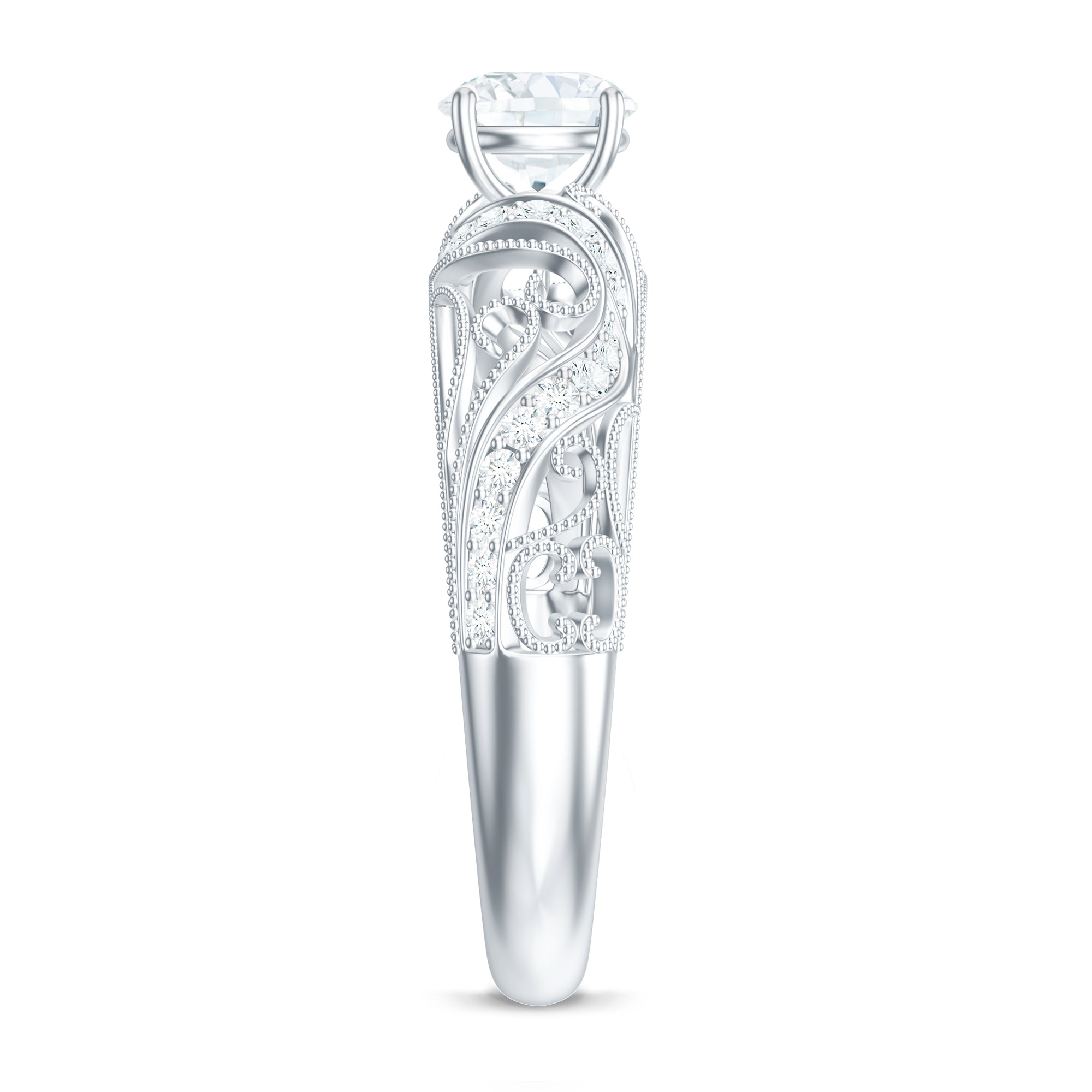 3/4 CT Cubic Zirconia Vintage Inspired Engagement Ring Zircon - ( AAAA ) - Quality - Rosec Jewels