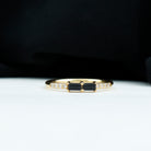 Baguette Black Onyx and Diamond Stackable Ring Black Onyx - ( AAA ) - Quality - Rosec Jewels