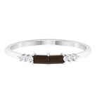 Baguette Cut Smoky Quartz Promise Ring with Diamond Smoky Quartz - ( AAA ) - Quality - Rosec Jewels