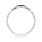 Baguette Cut Smoky Quartz Promise Ring with Diamond Smoky Quartz - ( AAA ) - Quality - Rosec Jewels