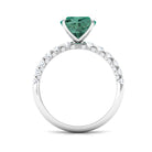 Cushion Cut Created Green Sapphire Engagement Ring with Moissanite Lab Created Green Sapphire - ( AAAA ) - Quality - Rosec Jewels
