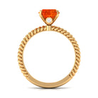 Oval Solitaire Created Orange Sapphire Ring with Surprise Diamond Lab Created Orange Sapphire - ( AAAA ) - Quality - Rosec Jewels