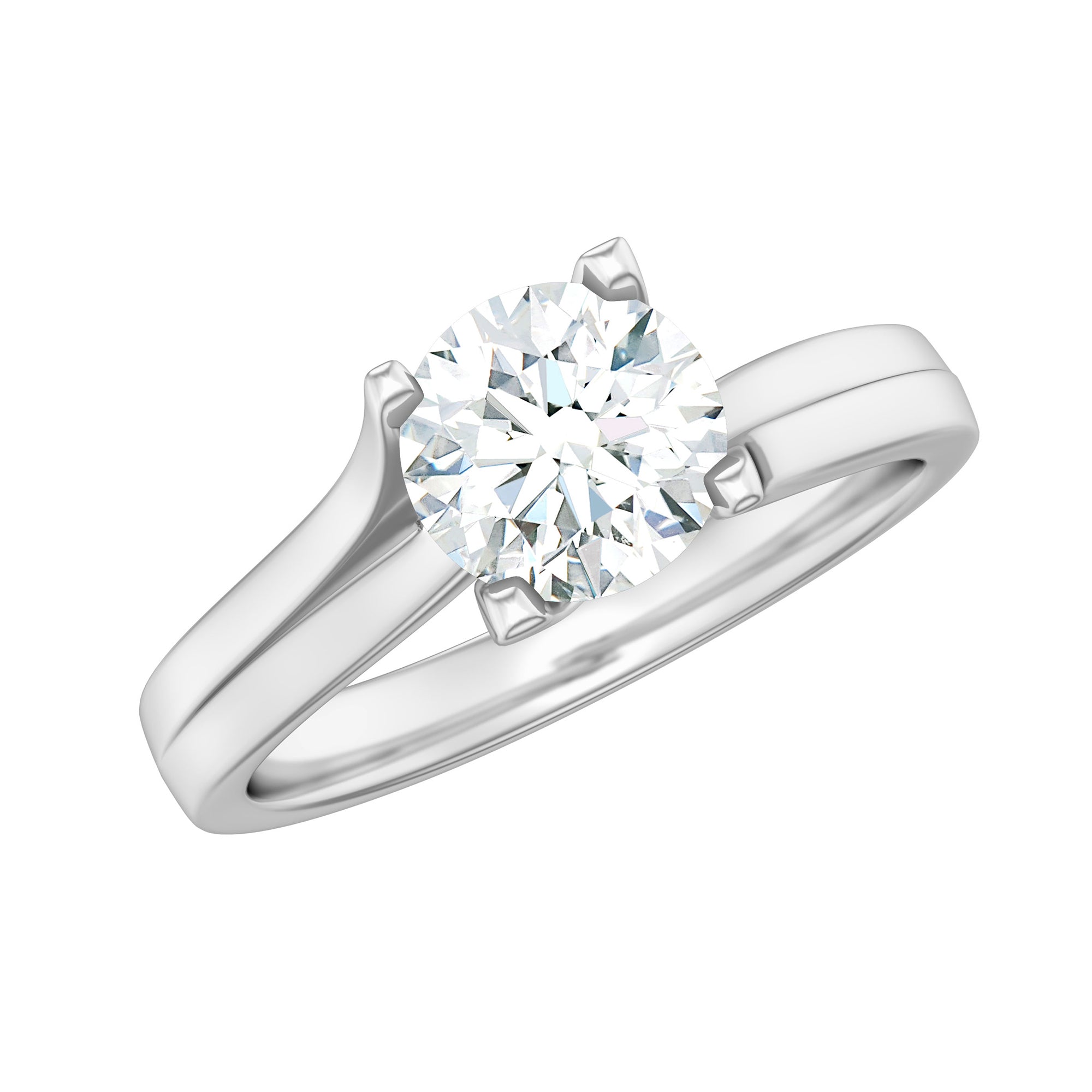 7 MM Round Moissanite Solitaire Ring in Gold Moissanite - ( D-VS1 ) - Color and Clarity - Rosec Jewels
