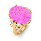 Created Pink Sapphire Oval Engagement Ring with Diamond Lab Created Pink Sapphire - ( AAAA ) - Quality - Rosec Jewels