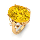 Oval Created Yellow Sapphire Solitaire Engagement Ring Lab Created Yellow Sapphire - ( AAAA ) - Quality - Rosec Jewels