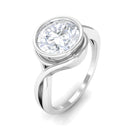 2 CT Round Cut Moissanite Solitaire Ring with Crossover Shank Moissanite - ( D-VS1 ) - Color and Clarity - Rosec Jewels