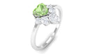 1 CT Heart Shape Green Sapphire Promise Ring with Moissanite Green Sapphire - ( AAA ) - Quality - Rosec Jewels