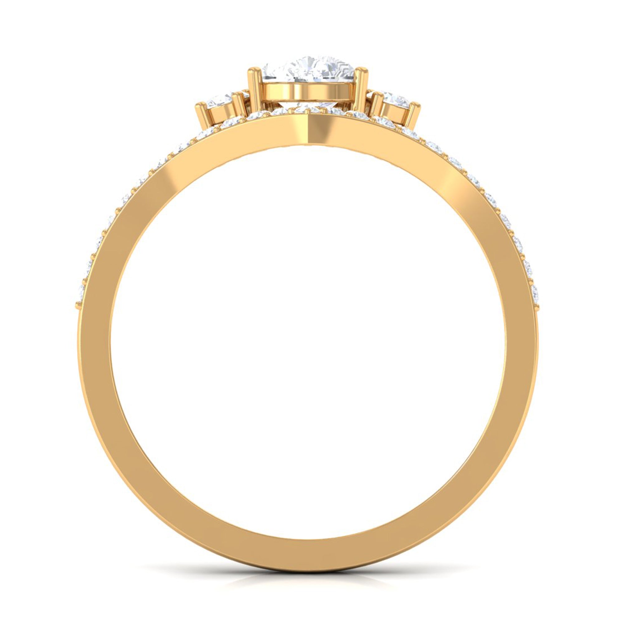 Cubic Zirconia Crown Engagement Ring in Gold Zircon - ( AAAA ) - Quality - Rosec Jewels