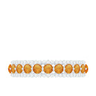 1.25 CT Round Shape Orange Sapphire and Diamond Classic Semi Eternity Ring Orange Sapphire - ( AAA ) - Quality - Rosec Jewels