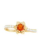 1/2 Ct Fire Opal Flower Engagement Ring with Diamond Fire Opal - ( AAA ) - Quality - Rosec Jewels