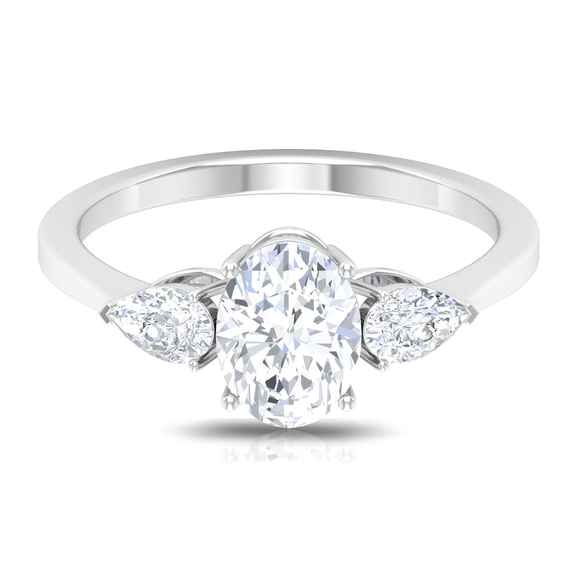 1.75 CT Oval and Pear Cut Moissanite Three Stone Engagement Ring Moissanite - ( D-VS1 ) - Color and Clarity - Rosec Jewels