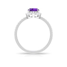 Oval Amethyst Halo Engagement Ring with Diamond Amethyst - ( AAA ) - Quality - Rosec Jewels
