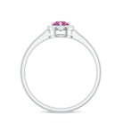 Pink Tourmaline Promise Ring with Diamond Halo Pink Tourmaline - ( AAA ) - Quality - Rosec Jewels