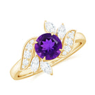 1.75 CT Amethyst Floral Engagement Ring with Diamond Accent Amethyst - ( AAA ) - Quality - Rosec Jewels