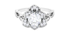 Designer Round Cut Moissanite Flower Engagement Ring Moissanite - ( D-VS1 ) - Color and Clarity - Rosec Jewels