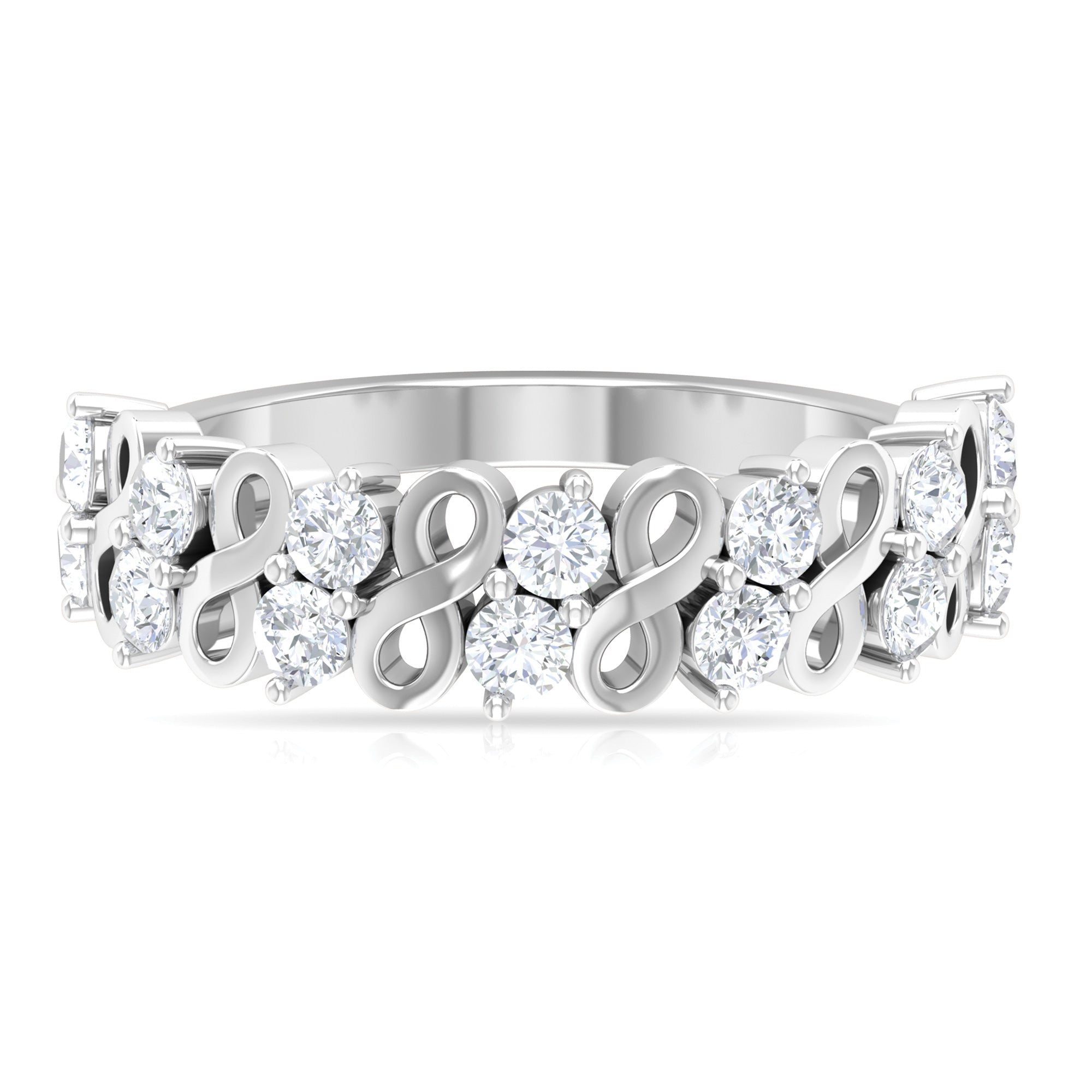 Round Moissanite Infinity Half Eternity Ring Moissanite - ( D-VS1 ) - Color and Clarity - Rosec Jewels