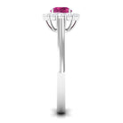0.75 CT Pink Tourmaline and Diamond Floating Halo Engagement Ring Pink Tourmaline - ( AAA ) - Quality - Rosec Jewels