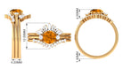 Round Citrine Designer Trio Wedding Ring Set with Moissanite Citrine - ( AAA ) - Quality - Rosec Jewels