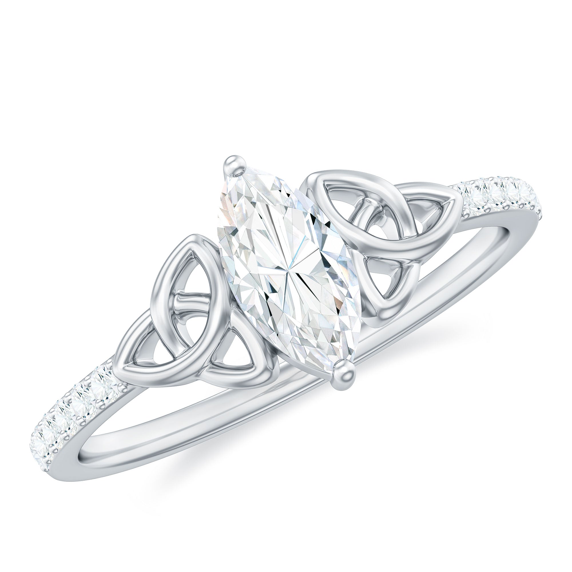 1 CT Marquise Moissanite Solitaire Celtic Knot Ring Moissanite - ( D-VS1 ) - Color and Clarity - Rosec Jewels