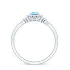1/2 CT Split Shank Aquamarine Engagement Ring with Diamond Floral Halo Aquamarine - ( AAA ) - Quality - Rosec Jewels