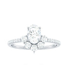 2 CT Oval Cubic Zirconia Engagement Ring with Half Halo Zircon - ( AAAA ) - Quality - Rosec Jewels