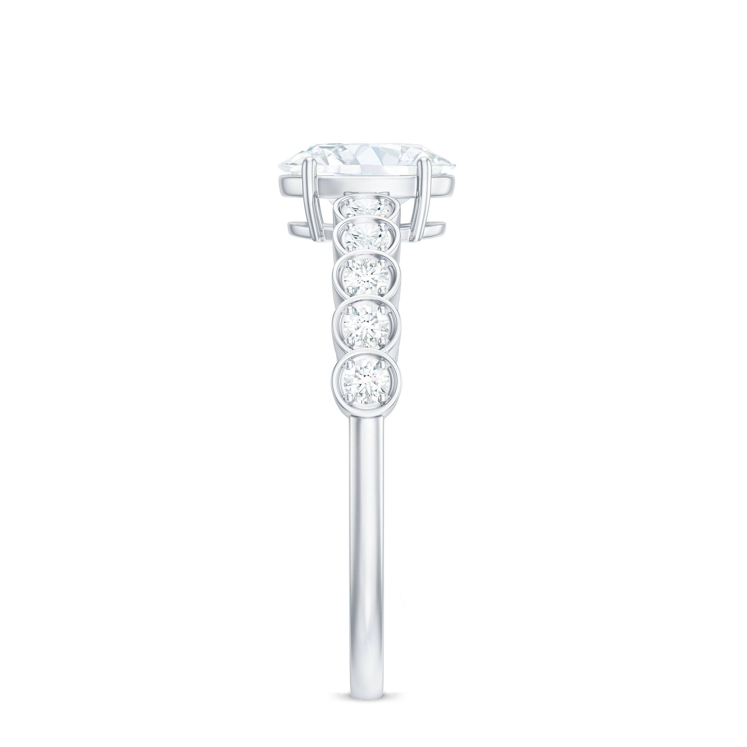 1.75 CT Prong Set Oval Cut Zircon Solitaire Engagement Ring Zircon - ( AAAA ) - Quality - Rosec Jewels