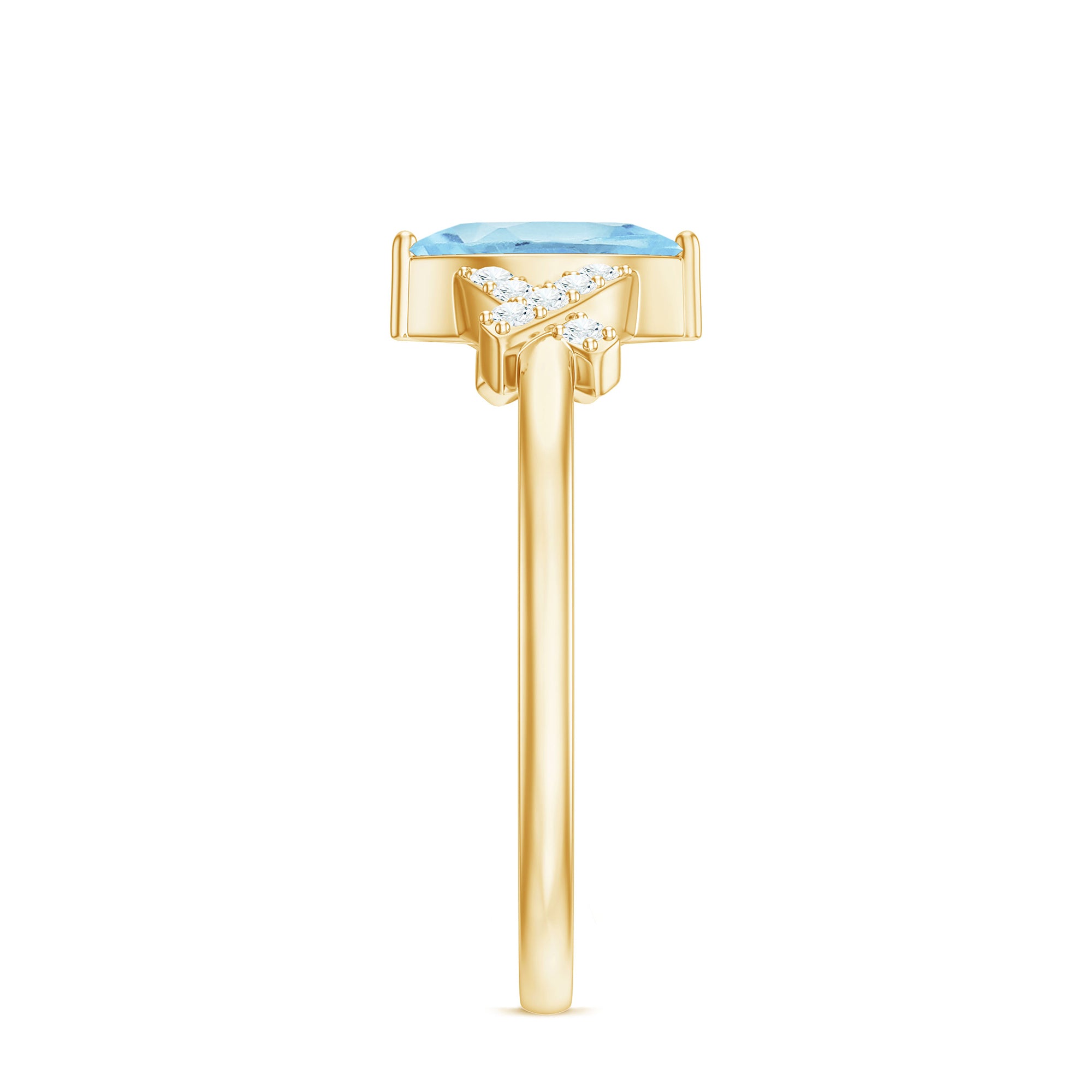 1 Carat Aquamarine Marquise Solitaire Ring with Diamond Aquamarine - ( AAA ) - Quality - Rosec Jewels