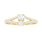 3/4 CT Moissanite Toi et Moi Engagement Ring with Split Shank Moissanite - ( D-VS1 ) - Color and Clarity - Rosec Jewels
