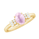 3/4 CT Oval Rose Quartz Solitaire Ring with Diamond Rose Quartz - ( AAA ) - Quality - Rosec Jewels