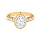 Vintage Style Oval Simulated Diamond Halo Engagement Ring Zircon - ( AAAA ) - Quality - Rosec Jewels