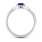 Blue Sapphire Engagement Ring with Diamond Trio Blue Sapphire - ( AAA ) - Quality - Rosec Jewels