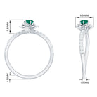 Lab-Created Emerald and Diamond Flower Engagement Ring Lab Created Emerald - ( AAAA ) - Quality - Rosec Jewels