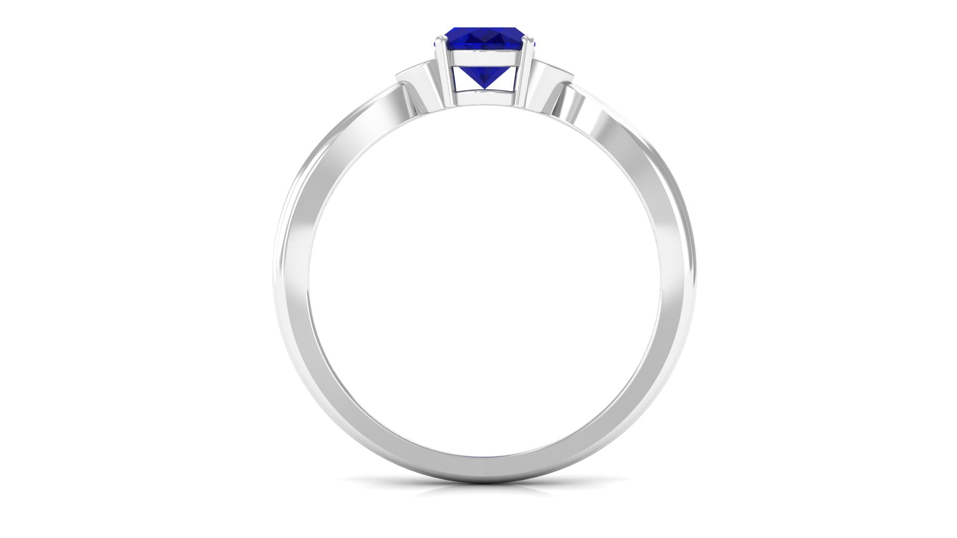 Oval Shape Real Blue Sapphire Solitaire Ring with Diamond Blue Sapphire - ( AAA ) - Quality - Rosec Jewels