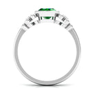 Bezel Set Oval Created Emerald Statement Engagement Ring with Diamond Lab Created Emerald - ( AAAA ) - Quality - Rosec Jewels