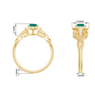 Vintage Created Emerald and Diamond Engagement Ring Lab Created Emerald - ( AAAA ) - Quality - Rosec Jewels