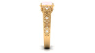 Cushion Cut Solitaire Rose Quartz Floral Engagement Ring with Diamond Rose Quartz - ( AAA ) - Quality - Rosec Jewels