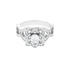 Vintage Style Zircon Floral Engagement Ring with Split Shank Zircon - ( AAAA ) - Quality - Rosec Jewels
