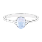 1 CT Oval Moonstone Solitaire Ring with Diamond Accent Moonstone - ( AAA ) - Quality - Rosec Jewels