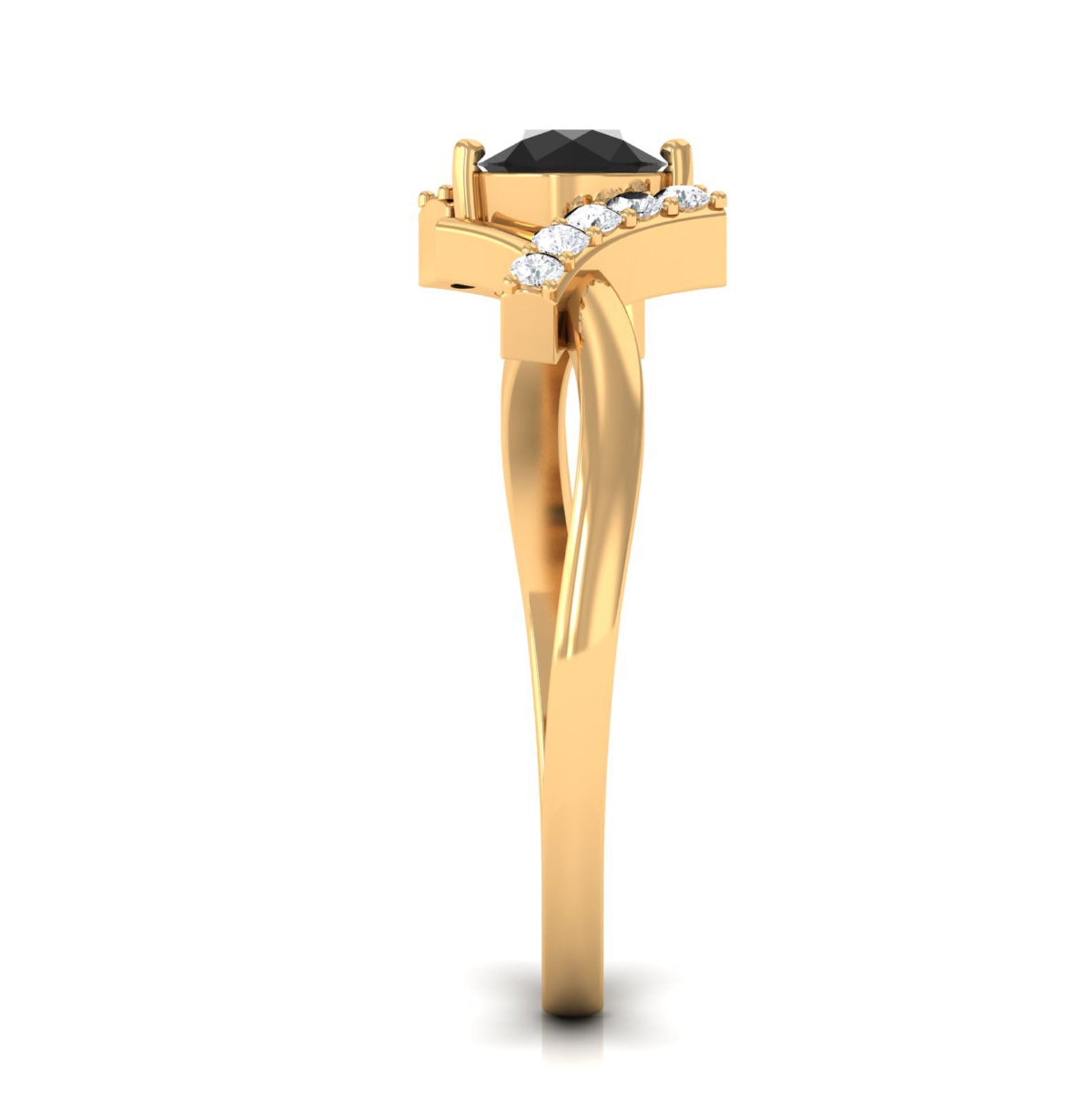 Black Onyx and Diamond Designer Engagement Ring Black Onyx - ( AAA ) - Quality - Rosec Jewels
