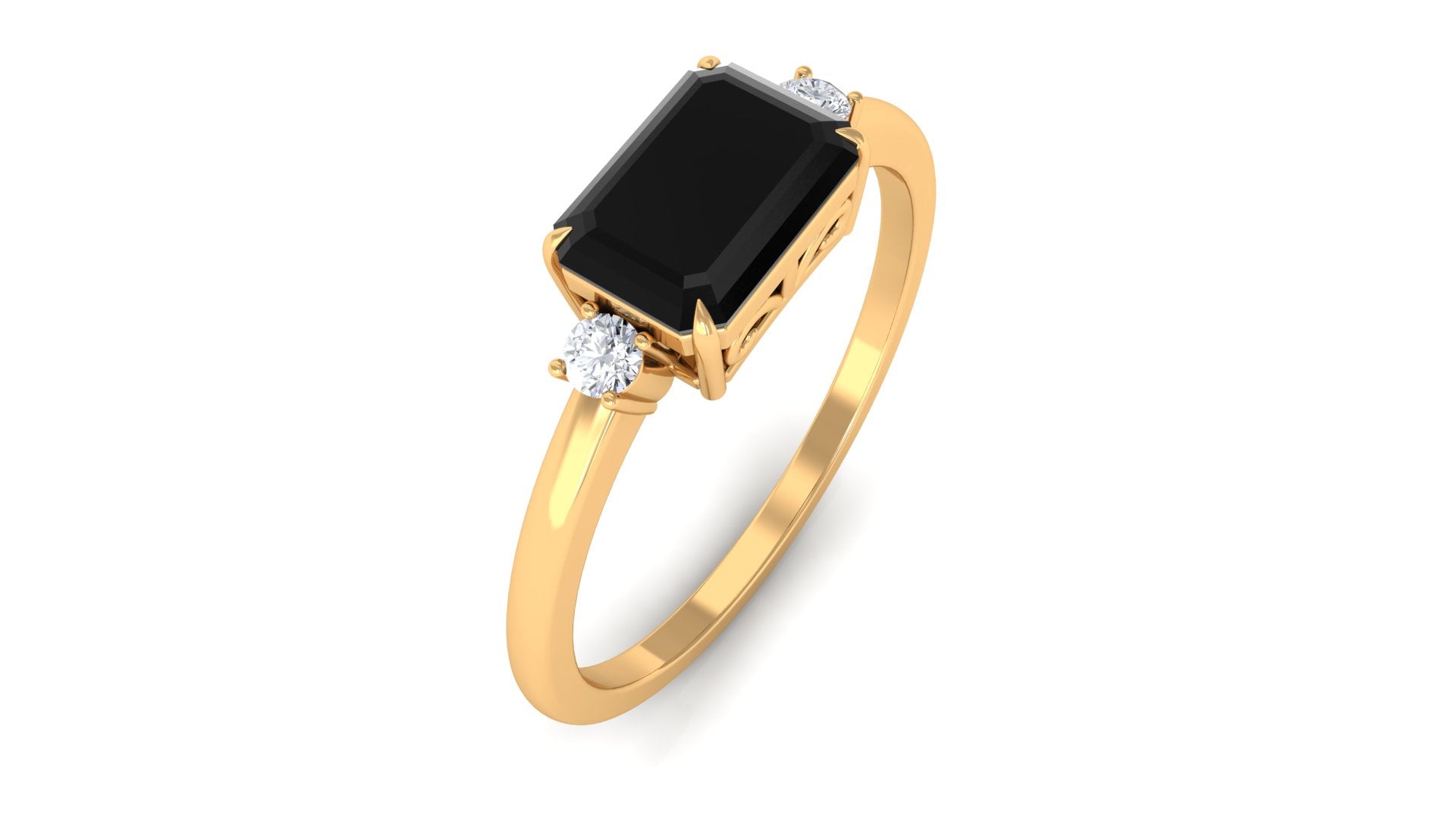 1.25 CT Black Diamond East West Engagement Ring with Diamond Black Diamond - ( AAA ) - Quality - Rosec Jewels