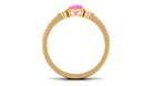Created Pink Sapphire and Diamond Anniversary Double Band Ring Lab Created Pink Sapphire - ( AAAA ) - Quality - Rosec Jewels