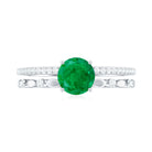Solitaire Emerald Double Band Engagement Ring with Diamond Emerald - ( AAA ) - Quality - Rosec Jewels